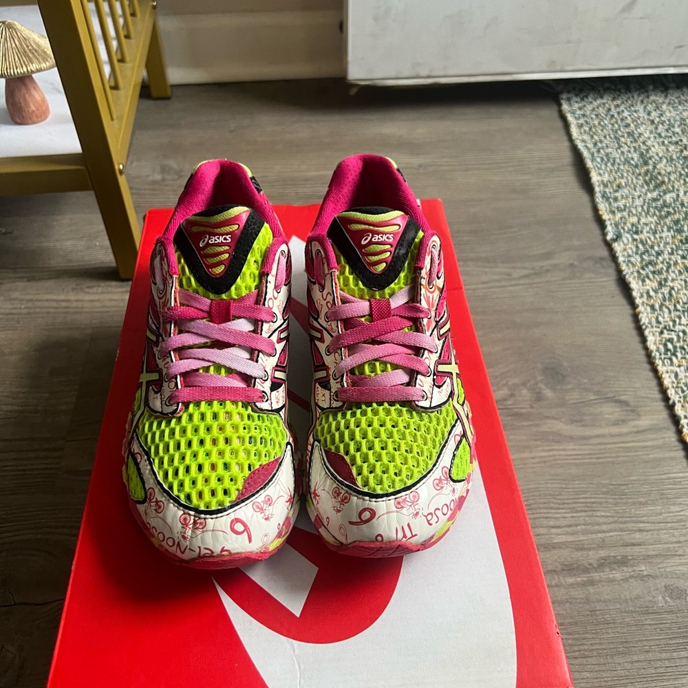 ASICS Women’s Gel-Noosa Tri 6 Pink Lime Green T163N - Picture 2 of 8